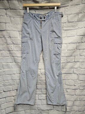 Express 6 Y2K Light Blue Corduroy Cargo Carpenter Drawstring Bottom Pants